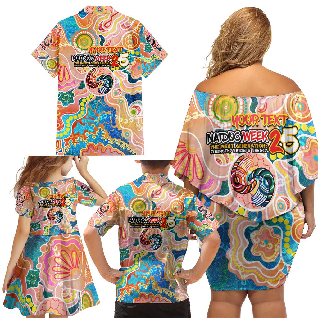 Personalised Naidoc 2025 Where Culture Walks the Runway Family Matching Off Shoulder Short Dress and Hawaiian Shirt Aboriginal Indigenous Art