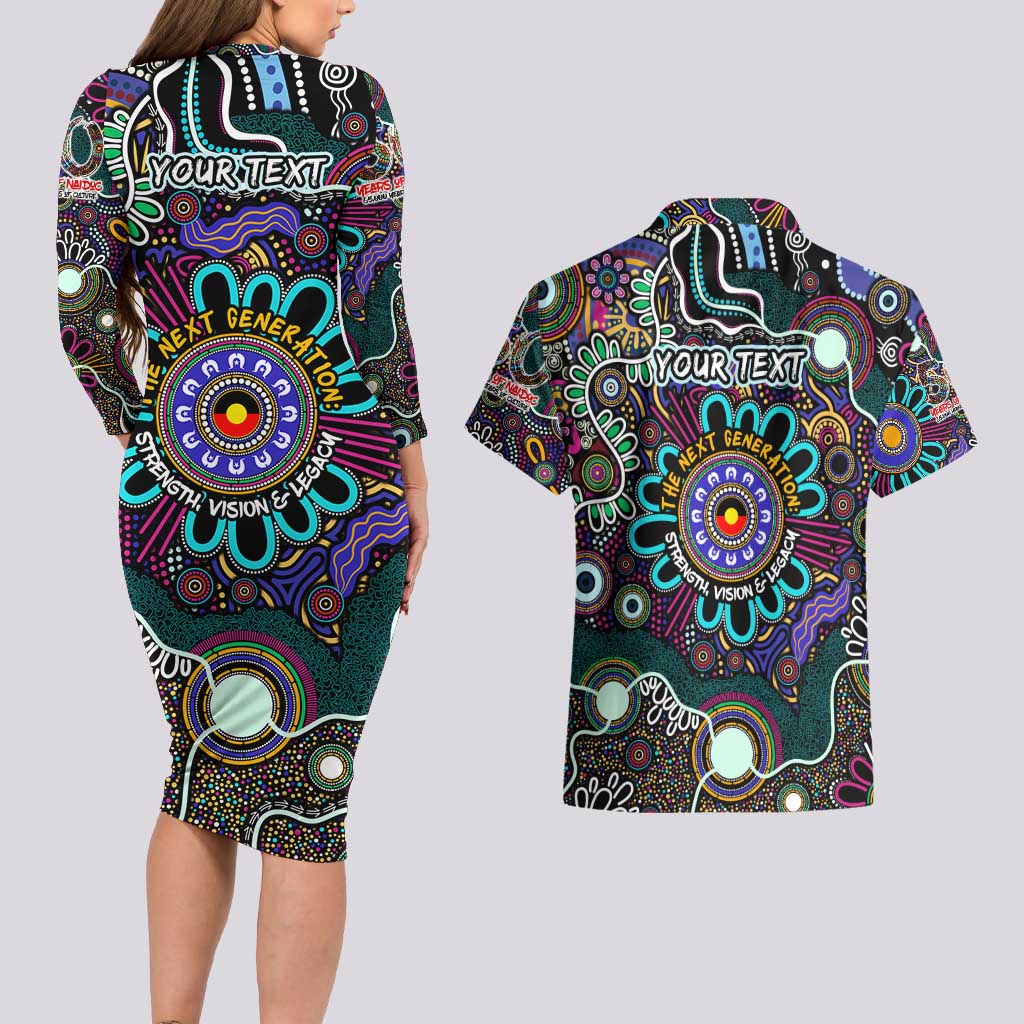 Personalised Naidoc 2025 Voices of the Ancestors Couples Matching Long Sleeve Bodycon Dress and Hawaiian Shirt Aboriginal Indigenous Art