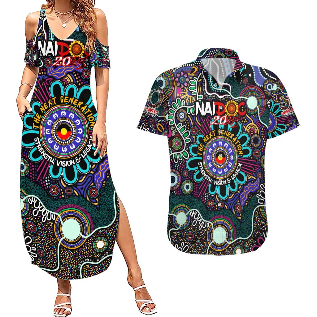 Personalised Naidoc 2025 Voices of the Ancestors Couples Matching Summer Maxi Dress and Hawaiian Shirt Aboriginal Indigenous Art