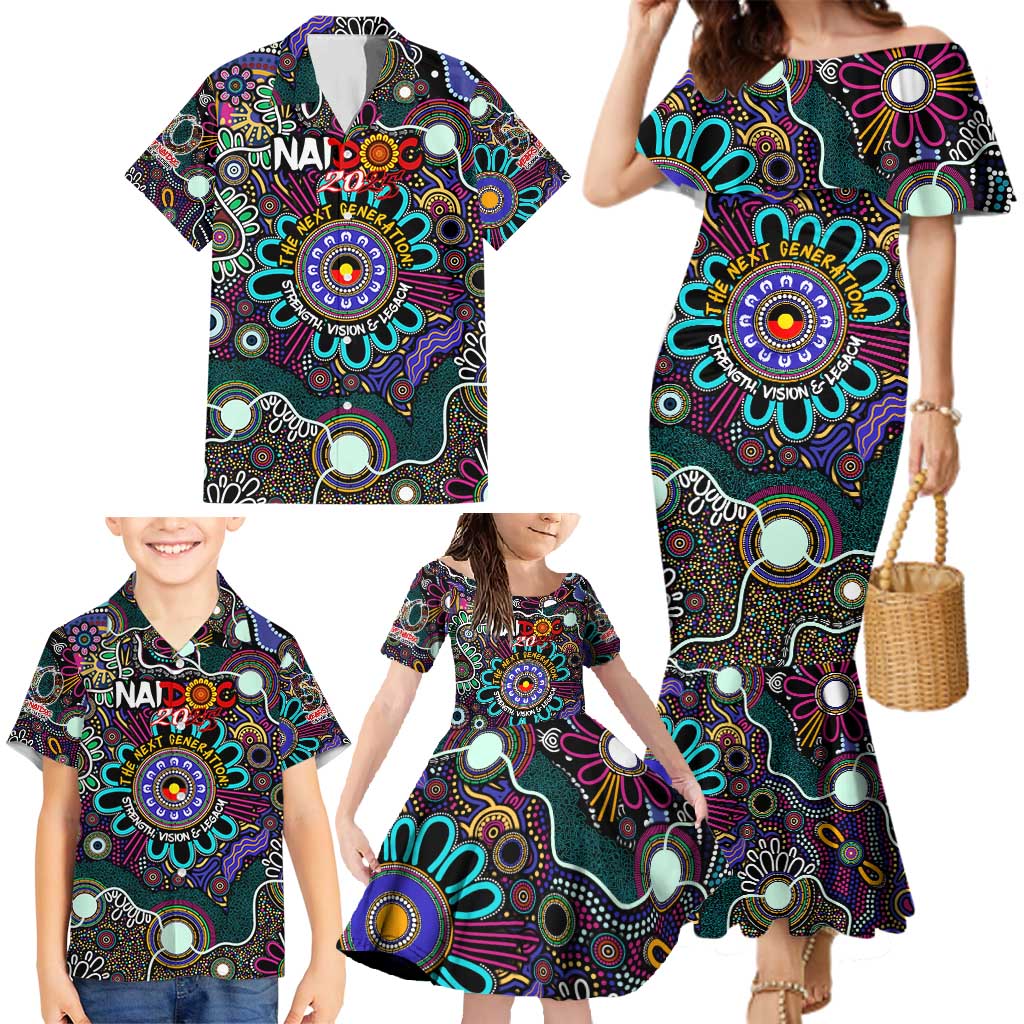Personalised Naidoc 2025 Voices of the Ancestors Family Matching Mermaid Dress and Hawaiian Shirt Aboriginal Indigenous Art