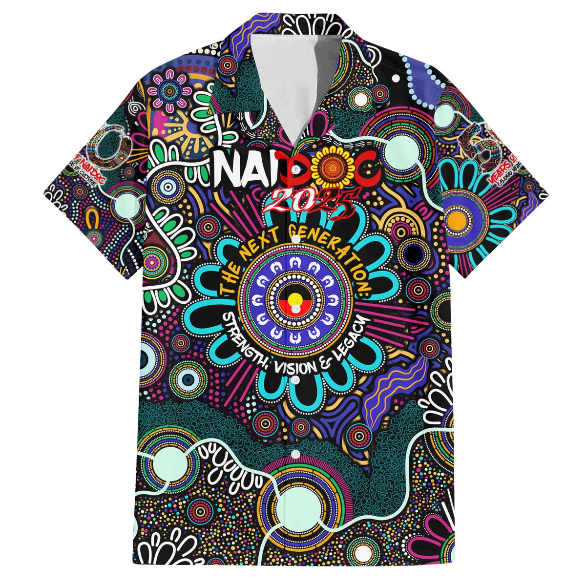 Personalised Naidoc 2025 Voices of the Ancestors Family Matching Off The Shoulder Long Sleeve Dress and Hawaiian Shirt Aboriginal Indigenous Art