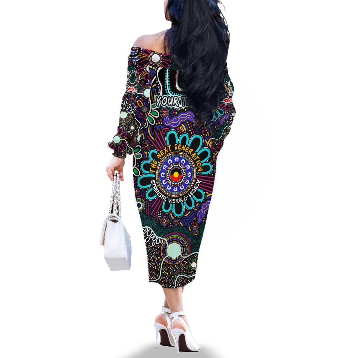 Personalised Naidoc 2025 Voices of the Ancestors Family Matching Off The Shoulder Long Sleeve Dress and Hawaiian Shirt Aboriginal Indigenous Art