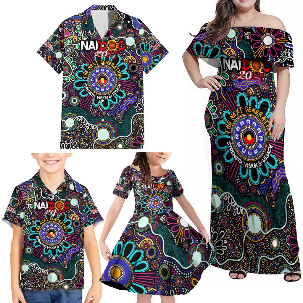 Personalised Naidoc 2025 Voices of the Ancestors Family Matching Off Shoulder Maxi Dress and Hawaiian Shirt Aboriginal Indigenous Art