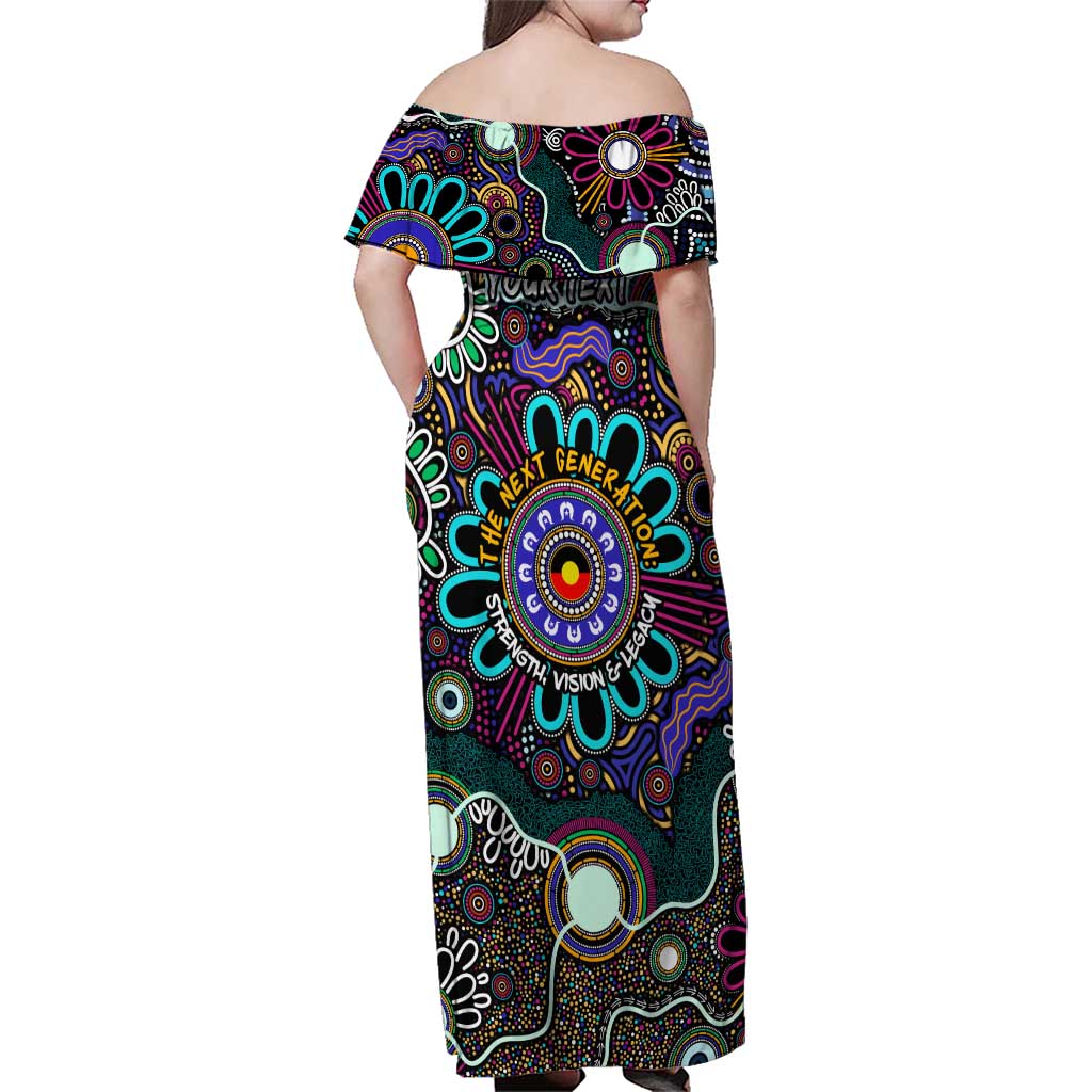 Personalised Naidoc 2025 Voices of the Ancestors Family Matching Off Shoulder Maxi Dress and Hawaiian Shirt Aboriginal Indigenous Art