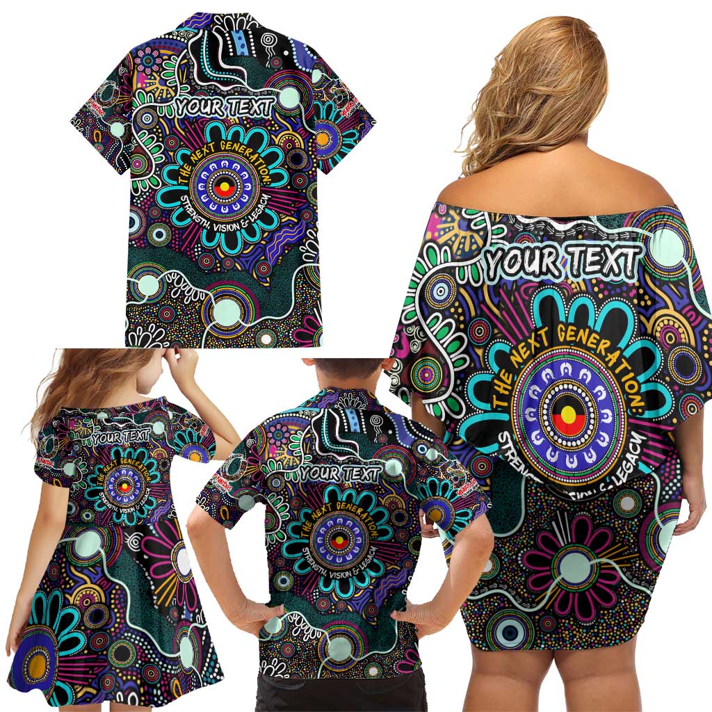 Personalised Naidoc 2025 Voices of the Ancestors Family Matching Off Shoulder Short Dress and Hawaiian Shirt Aboriginal Indigenous Art