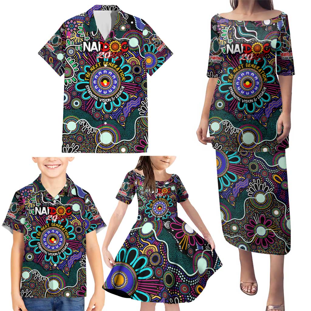 Personalised Naidoc 2025 Voices of the Ancestors Family Matching Puletasi and Hawaiian Shirt Aboriginal Indigenous Art