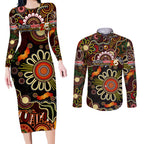 Personalised 50 Years Aboriginal Patterns Of The Past Couples Matching Long Sleeve Bodycon Dress and Long Sleeve Button Shirt Legacy NAIDOC 2025