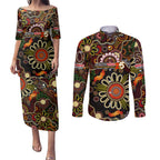 Personalised 50 Years Aboriginal Patterns Of The Past Couples Matching Puletasi and Long Sleeve Button Shirt Legacy NAIDOC 2025