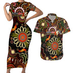 Personalised 50 Years Aboriginal Patterns Of The Past Couples Matching Short Sleeve Bodycon Dress and Hawaiian Shirt Legacy NAIDOC 2025