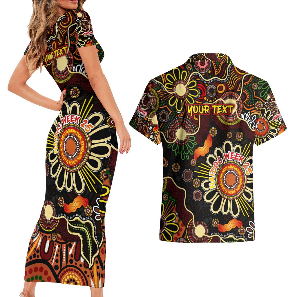 Personalised 50 Years Aboriginal Patterns Of The Past Couples Matching Short Sleeve Bodycon Dress and Hawaiian Shirt Legacy NAIDOC 2025