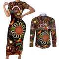 Personalised 50 Years Aboriginal Patterns Of The Past Couples Matching Short Sleeve Bodycon Dress and Long Sleeve Button Shirt Legacy NAIDOC 2025