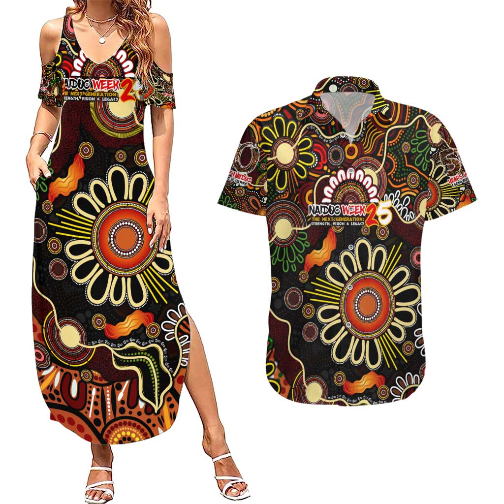 Personalised 50 Years Aboriginal Patterns Of The Past Couples Matching Summer Maxi Dress and Hawaiian Shirt Legacy NAIDOC 2025