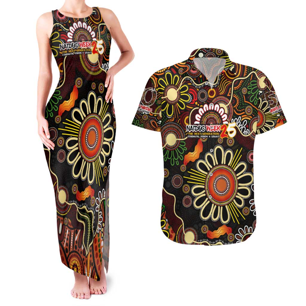 Personalised 50 Years Aboriginal Patterns Of The Past Couples Matching Tank Maxi Dress and Hawaiian Shirt Legacy NAIDOC 2025