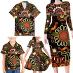 Personalised 50 Years Aboriginal Patterns Of The Past Family Matching Long Sleeve Bodycon Dress and Hawaiian Shirt Legacy NAIDOC 2025