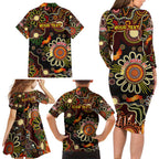 Personalised 50 Years Aboriginal Patterns Of The Past Family Matching Long Sleeve Bodycon Dress and Hawaiian Shirt Legacy NAIDOC 2025