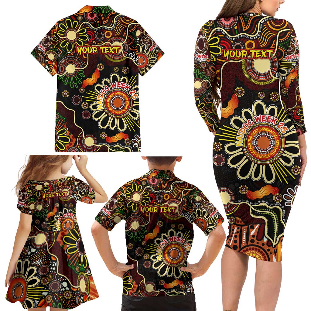 Personalised 50 Years Aboriginal Patterns Of The Past Family Matching Long Sleeve Bodycon Dress and Hawaiian Shirt Legacy NAIDOC 2025