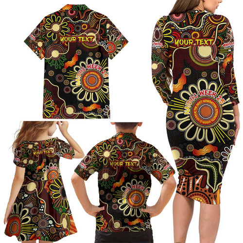 Personalised 50 Years Aboriginal Patterns Of The Past Family Matching Long Sleeve Bodycon Dress and Hawaiian Shirt Legacy NAIDOC 2025