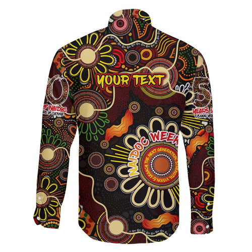 Personalised 50 Years Aboriginal Patterns Of The Past Family Matching Off The Shoulder Long Sleeve Dress and Hawaiian Shirt Legacy NAIDOC 2025