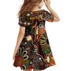 Personalised 50 Years Aboriginal Patterns Of The Past Family Matching Off Shoulder Maxi Dress and Hawaiian Shirt Legacy NAIDOC 2025