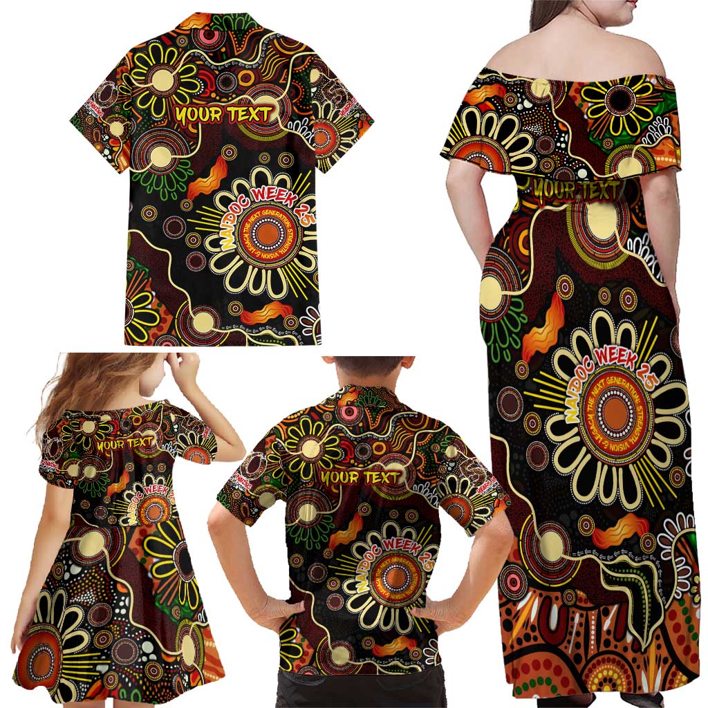 Personalised 50 Years Aboriginal Patterns Of The Past Family Matching Off Shoulder Maxi Dress and Hawaiian Shirt Legacy NAIDOC 2025