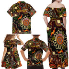 Personalised 50 Years Aboriginal Patterns Of The Past Family Matching Off Shoulder Maxi Dress and Hawaiian Shirt Legacy NAIDOC 2025
