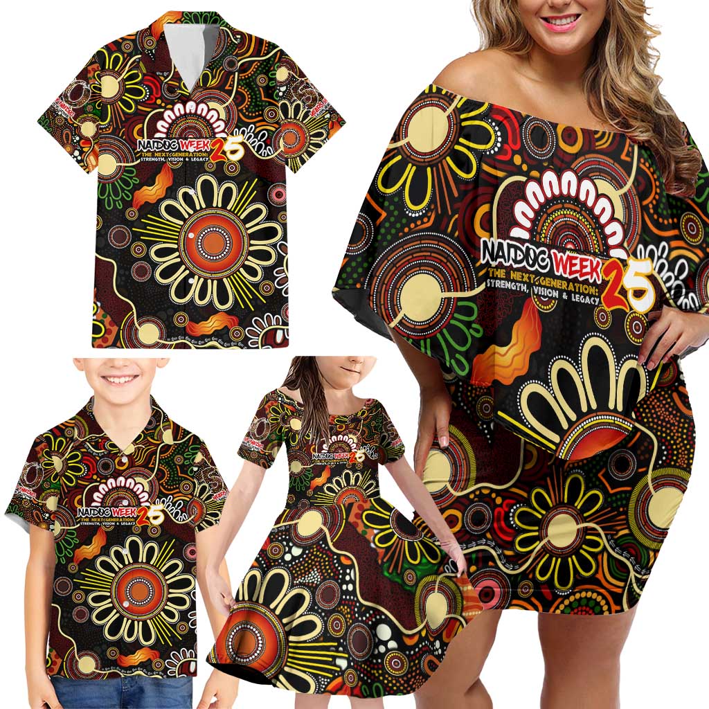Personalised 50 Years Aboriginal Patterns Of The Past Family Matching Off Shoulder Short Dress and Hawaiian Shirt Legacy NAIDOC 2025