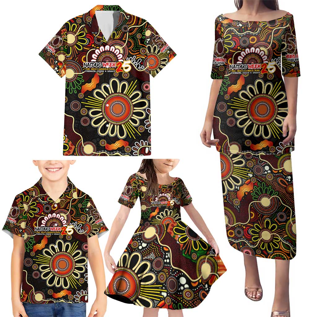Personalised 50 Years Aboriginal Patterns Of The Past Family Matching Puletasi and Hawaiian Shirt Legacy NAIDOC 2025