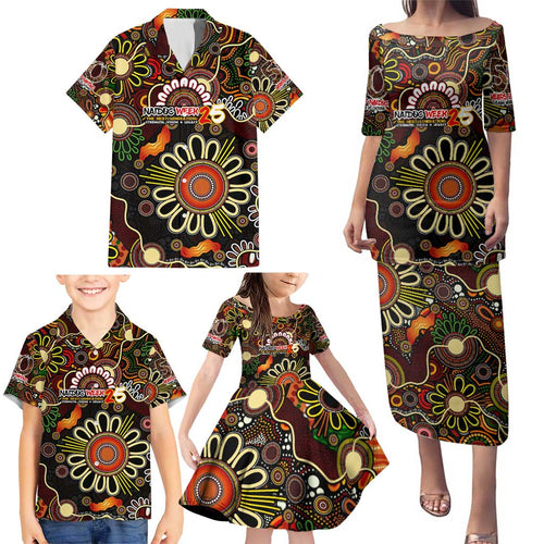 Personalised 50 Years Aboriginal Patterns Of The Past Family Matching Puletasi and Hawaiian Shirt Legacy NAIDOC 2025