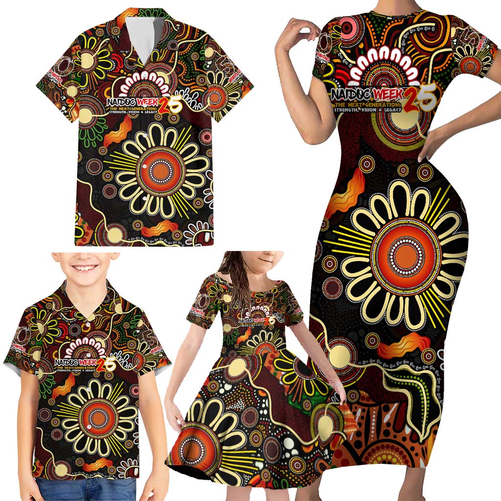Personalised 50 Years Aboriginal Patterns Of The Past Family Matching Short Sleeve Bodycon Dress and Hawaiian Shirt Legacy NAIDOC 2025