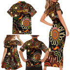 Personalised 50 Years Aboriginal Patterns Of The Past Family Matching Short Sleeve Bodycon Dress and Hawaiian Shirt Legacy NAIDOC 2025