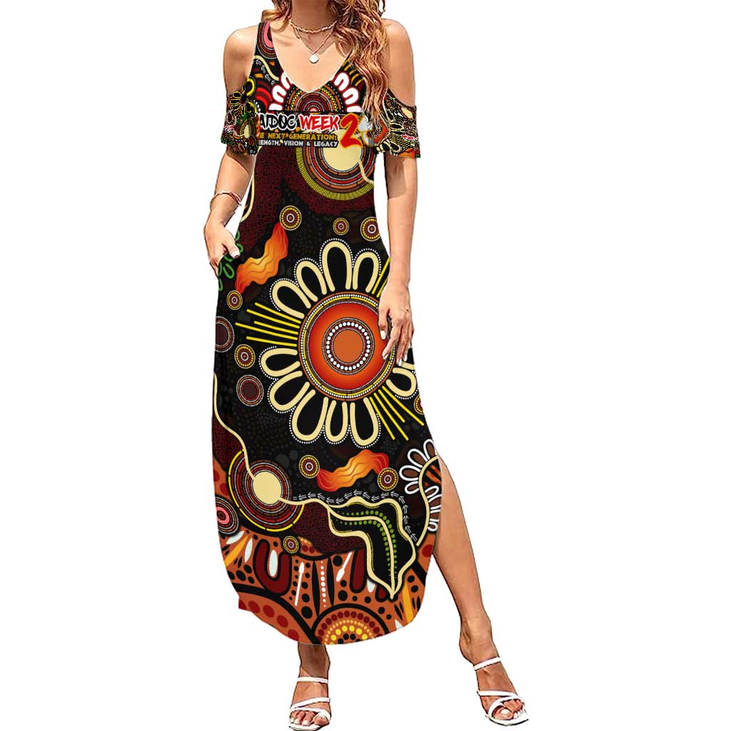 Personalised 50 Years Aboriginal Patterns Of The Past Family Matching Summer Maxi Dress and Hawaiian Shirt Legacy NAIDOC 2025