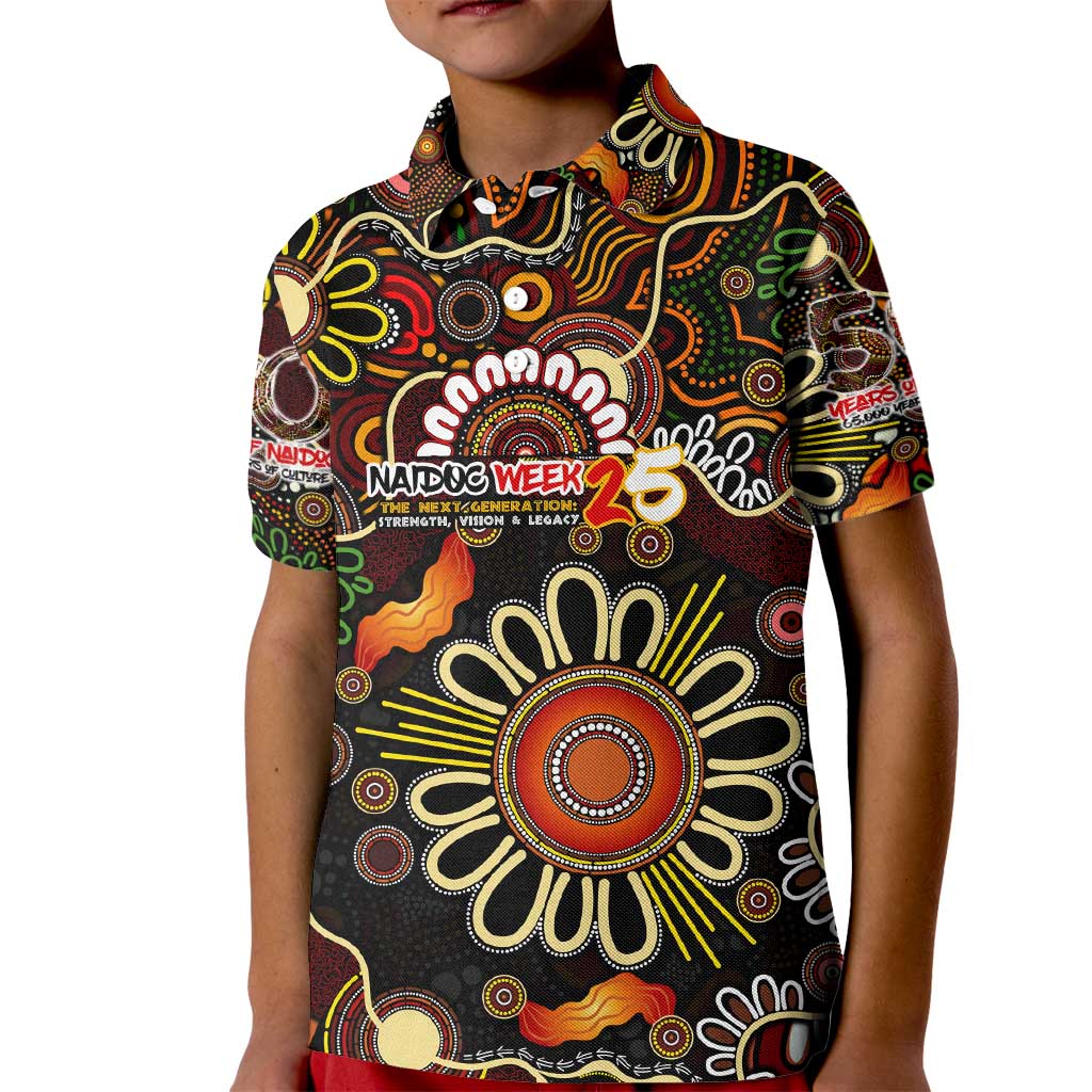 Personalised 50 Years Aboriginal Patterns Of The Past Kid Polo Shirt Legacy NAIDOC 2025