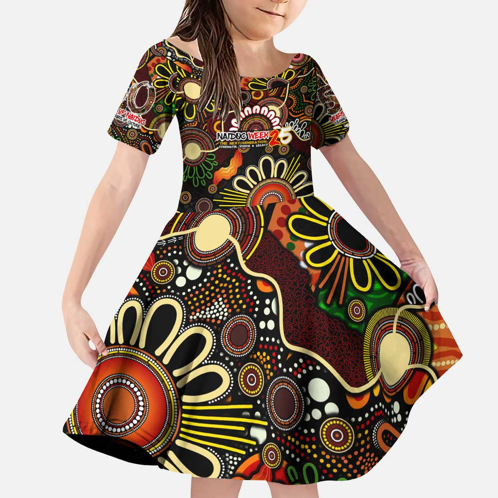 Personalised 50 Years Aboriginal Patterns Of The Past Kid Short Sleeve Dress Legacy NAIDOC 2025