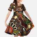Personalised 50 Years Aboriginal Patterns Of The Past Kid Short Sleeve Dress Legacy NAIDOC 2025