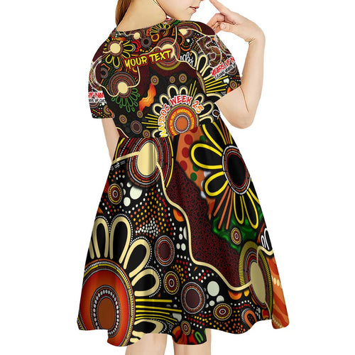 Personalised 50 Years Aboriginal Patterns Of The Past Kid Short Sleeve Dress Legacy NAIDOC 2025