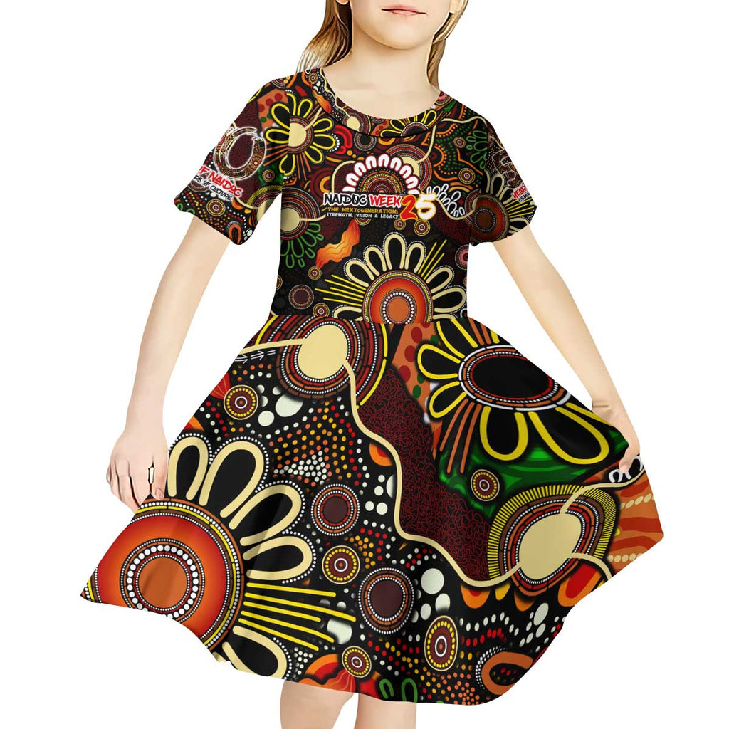 Personalised 50 Years Aboriginal Patterns Of The Past Kid Short Sleeve Dress Legacy NAIDOC 2025