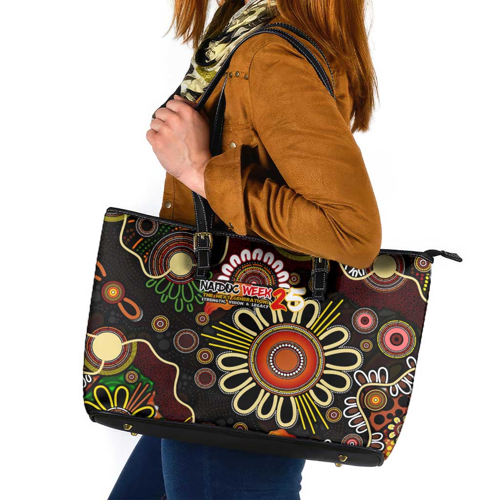 50 Years Aboriginal Patterns Of The Past Leather Tote Bag Legacy NAIDOC 2025