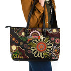 50 Years Aboriginal Patterns Of The Past Leather Tote Bag Legacy NAIDOC 2025