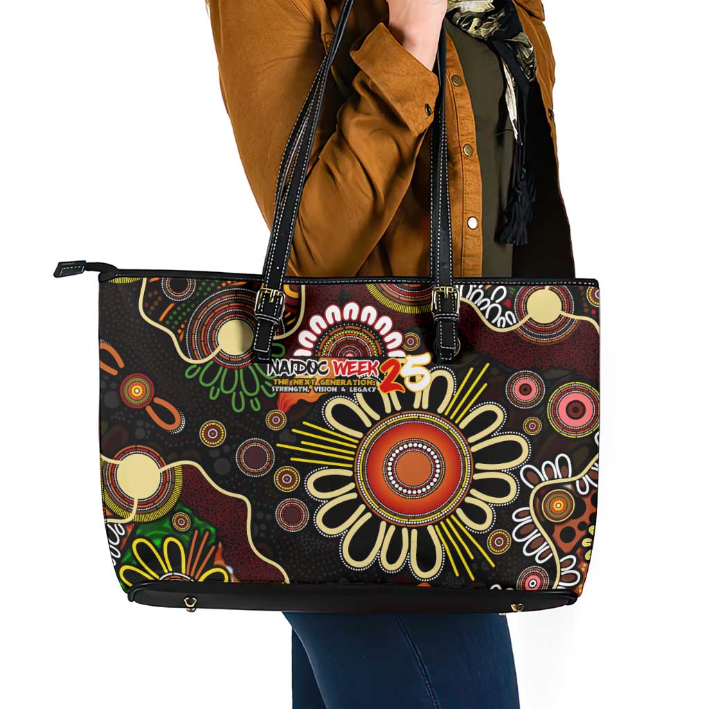 50 Years Aboriginal Patterns Of The Past Leather Tote Bag Legacy NAIDOC 2025