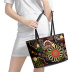 50 Years Aboriginal Patterns Of The Past Leather Tote Bag Legacy NAIDOC 2025