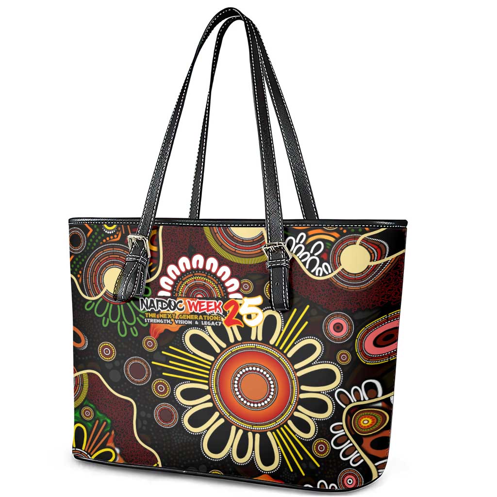 50 Years Aboriginal Patterns Of The Past Leather Tote Bag Legacy NAIDOC 2025