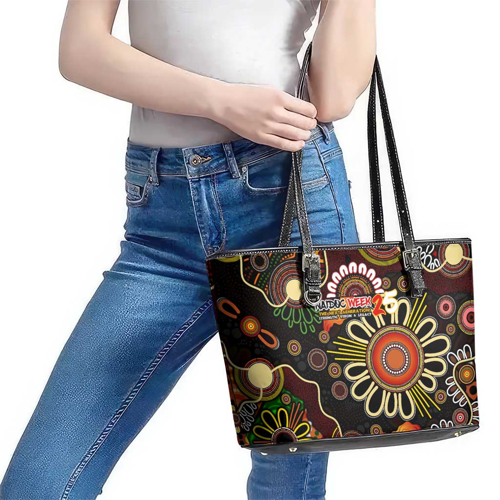 50 Years Aboriginal Patterns Of The Past Leather Tote Bag Legacy NAIDOC 2025
