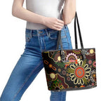 50 Years Aboriginal Patterns Of The Past Leather Tote Bag Legacy NAIDOC 2025