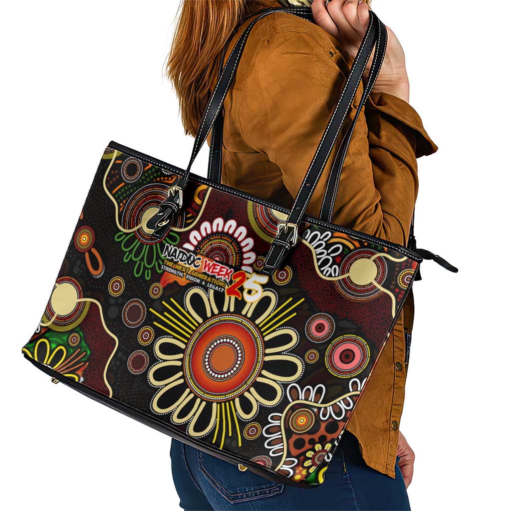50 Years Aboriginal Patterns Of The Past Leather Tote Bag Legacy NAIDOC 2025
