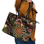 50 Years Aboriginal Patterns Of The Past Leather Tote Bag Legacy NAIDOC 2025