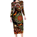 Personalised 50 Years Aboriginal Patterns Of The Past Long Sleeve Bodycon Dress Legacy NAIDOC 2025