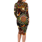 Personalised 50 Years Aboriginal Patterns Of The Past Long Sleeve Bodycon Dress Legacy NAIDOC 2025