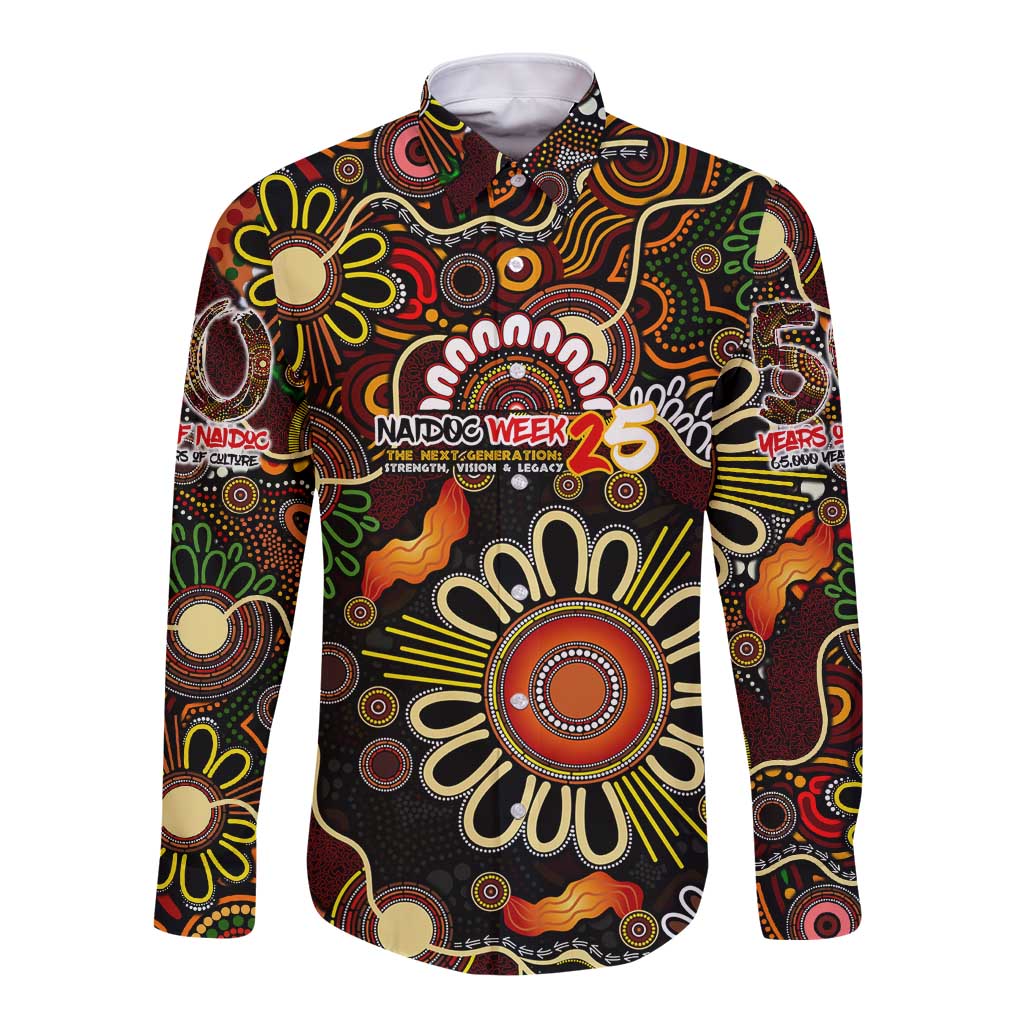 Personalised 50 Years Aboriginal Patterns Of The Past Long Sleeve Button Shirt Legacy NAIDOC 2025