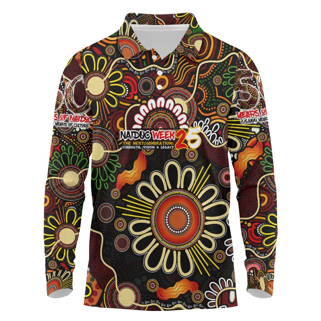 Personalised 50 Years Aboriginal Patterns Of The Past Long Sleeve Polo Shirt Legacy NAIDOC 2025