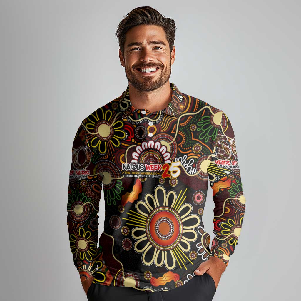 Personalised 50 Years Aboriginal Patterns Of The Past Long Sleeve Polo Shirt Legacy NAIDOC 2025